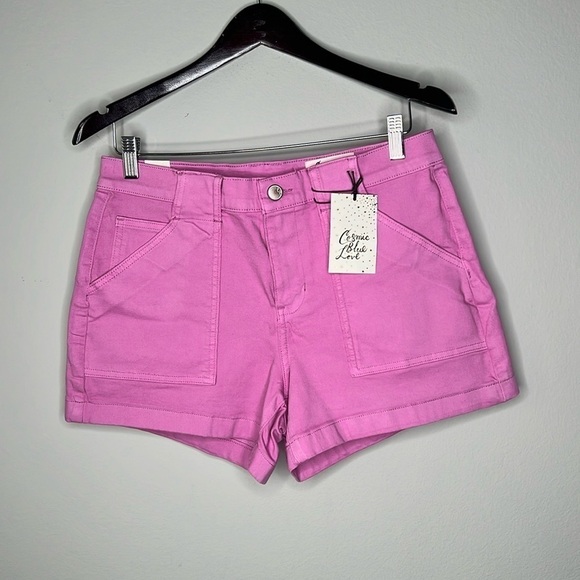 Cosmic Blue Love Jonah Jean Shorts w/ Patch Pockets in Camelia Rose Size 30 NWT! - Picture 1 of 6